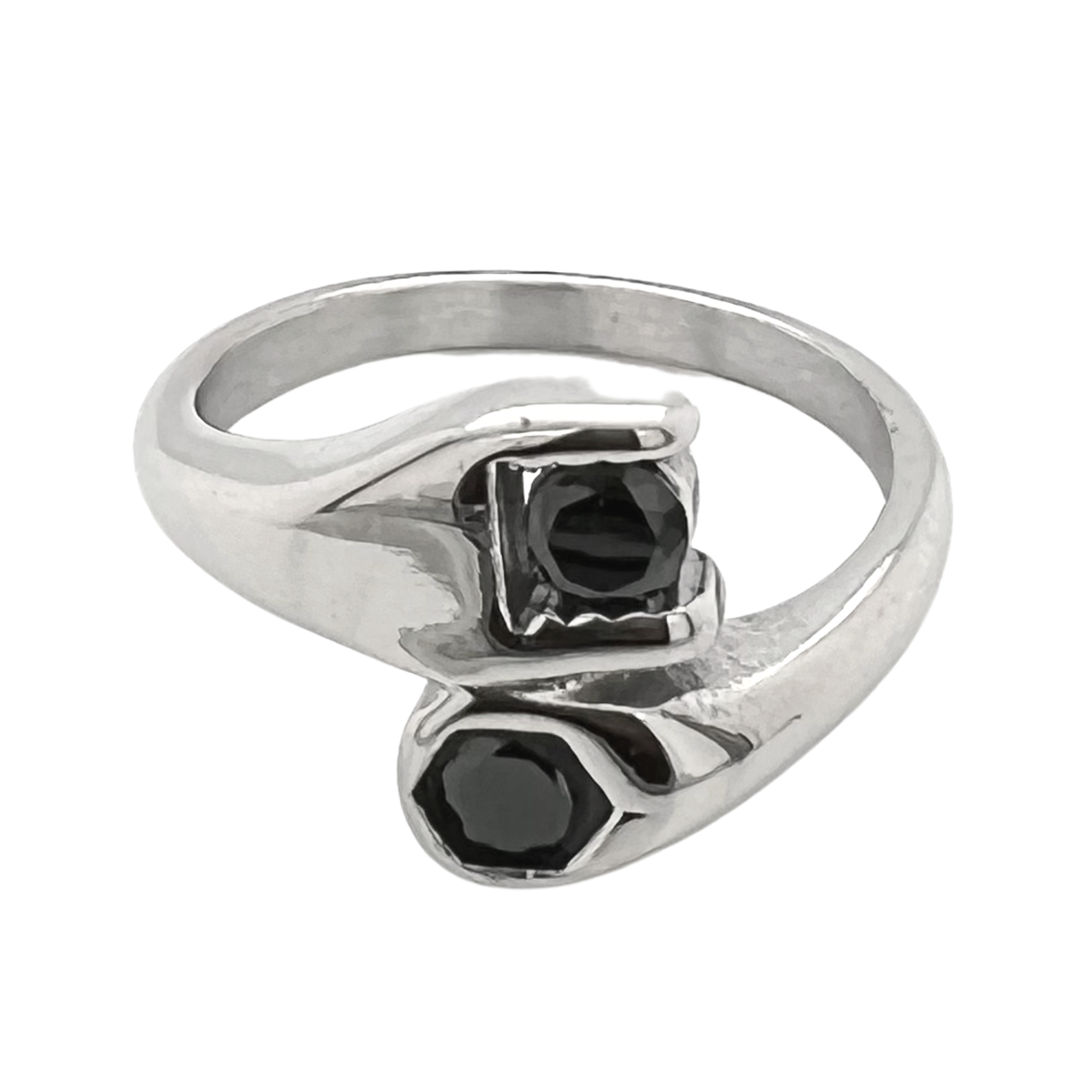 CZ Wrench Polished Stainless Steel Ring