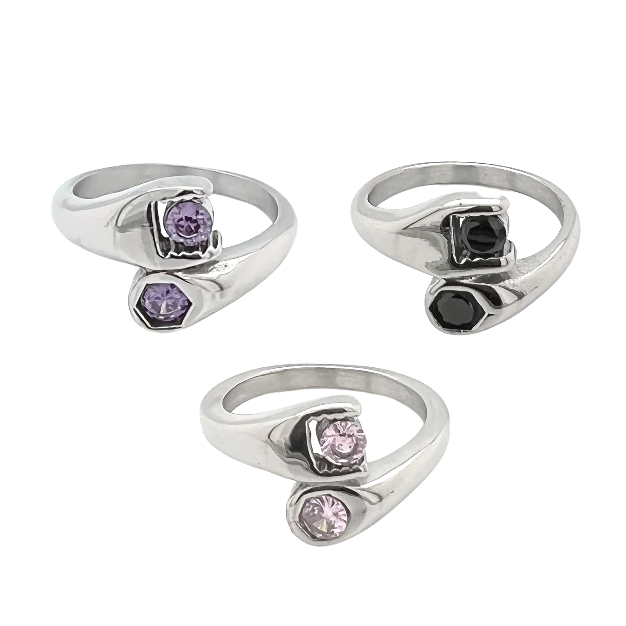 CZ Wrench Polished Stainless Steel Ring