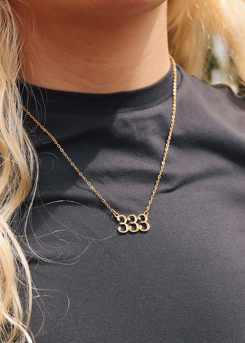 27 pc 18K Gold PVD Stainless Steel Angel Number Necklace Set