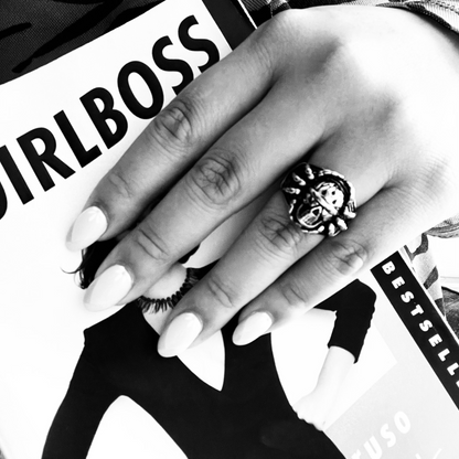 Polished Detailed Skull Stainless Steel Ring