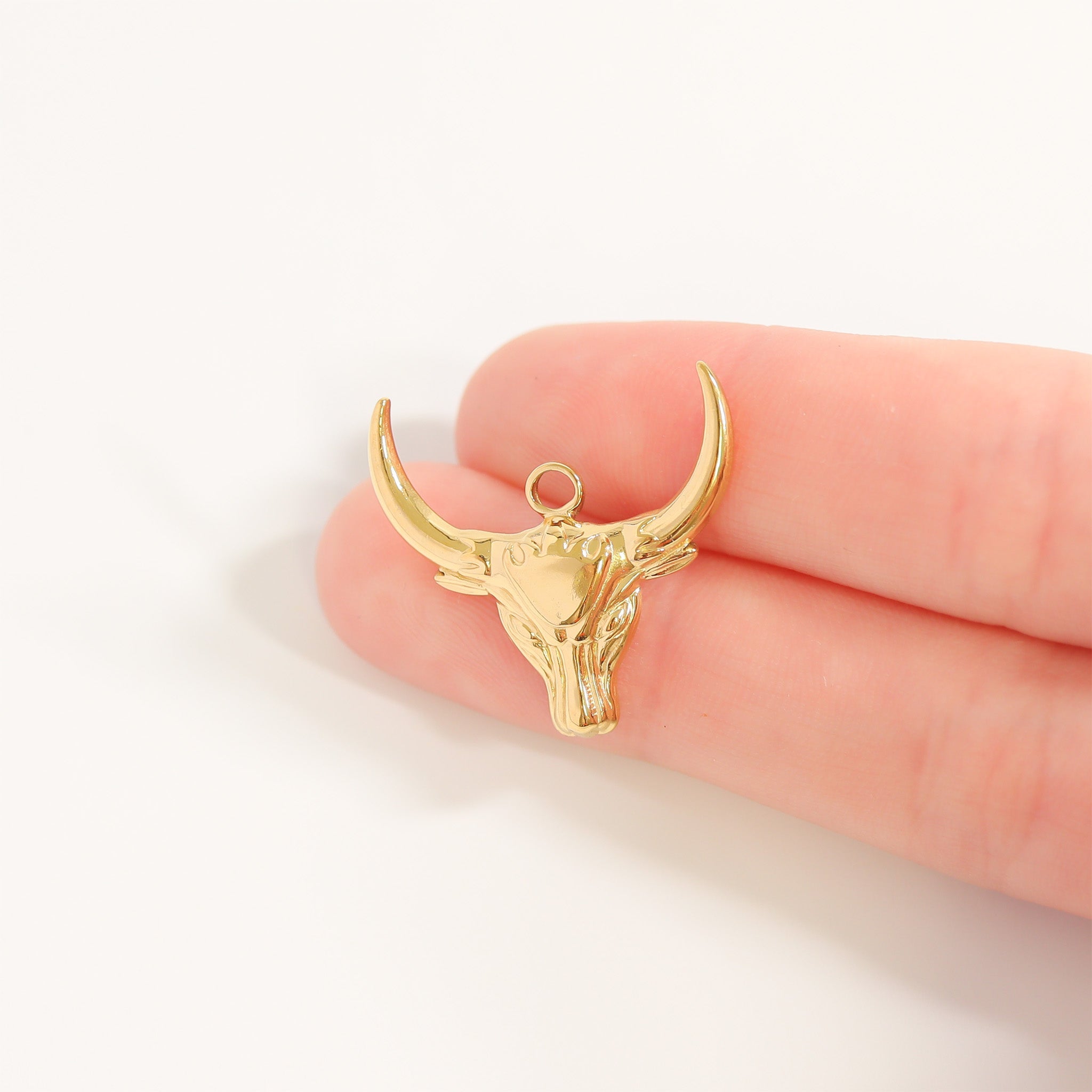 18K Gold PVD Stainless Steel Bull Charm