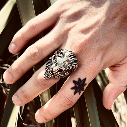 Stainless Steel Roaring Lion Head Ring