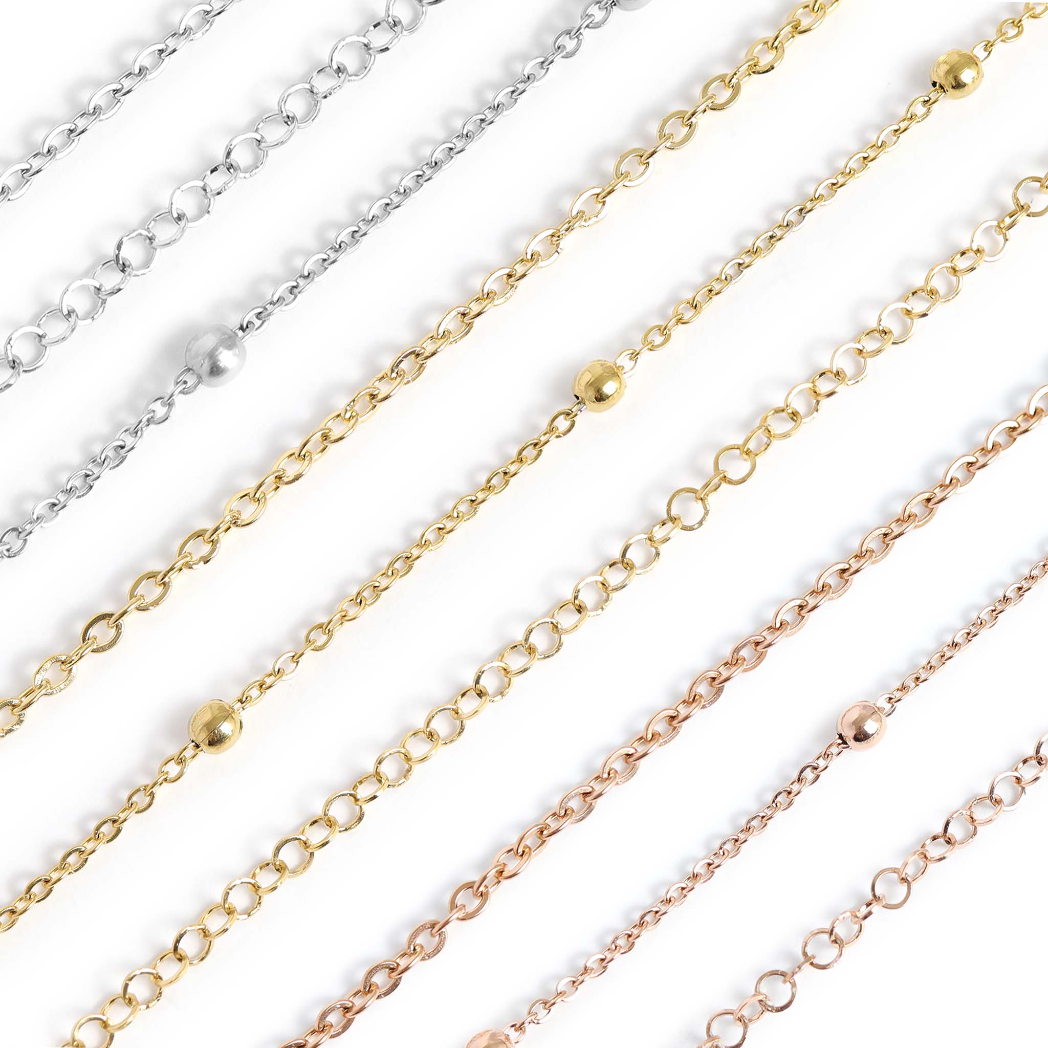 Permanent Jewelry Stainless Steel Chain Starter Kit - 3 Chain Style Pack