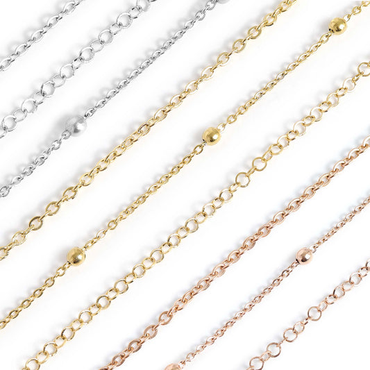 Permanent Jewelry Stainless Steel Chain Starter Kit - 3 Chain Style Pack