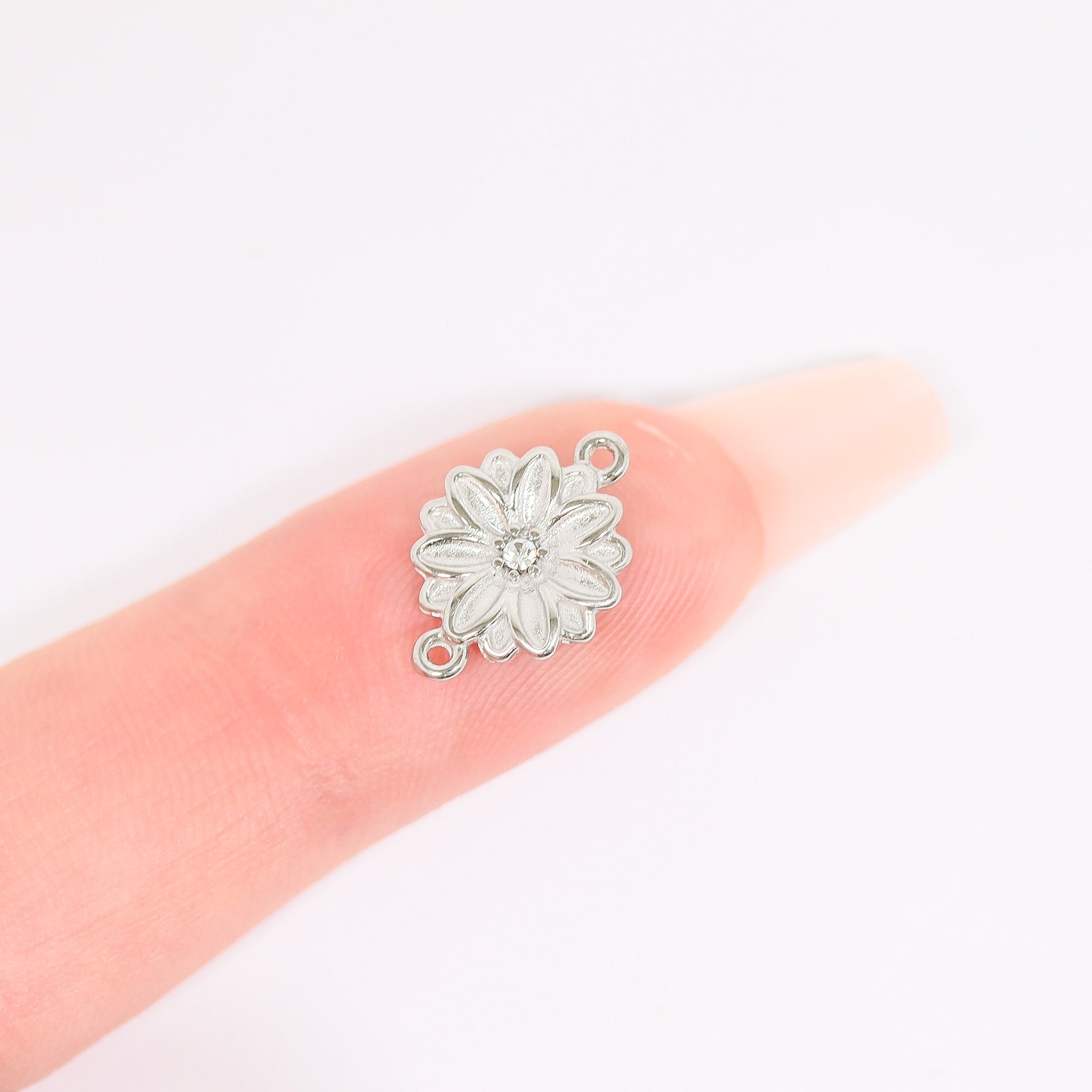 18K Gold PVD Stainless Steel 3D Birth Flower Connector Charms