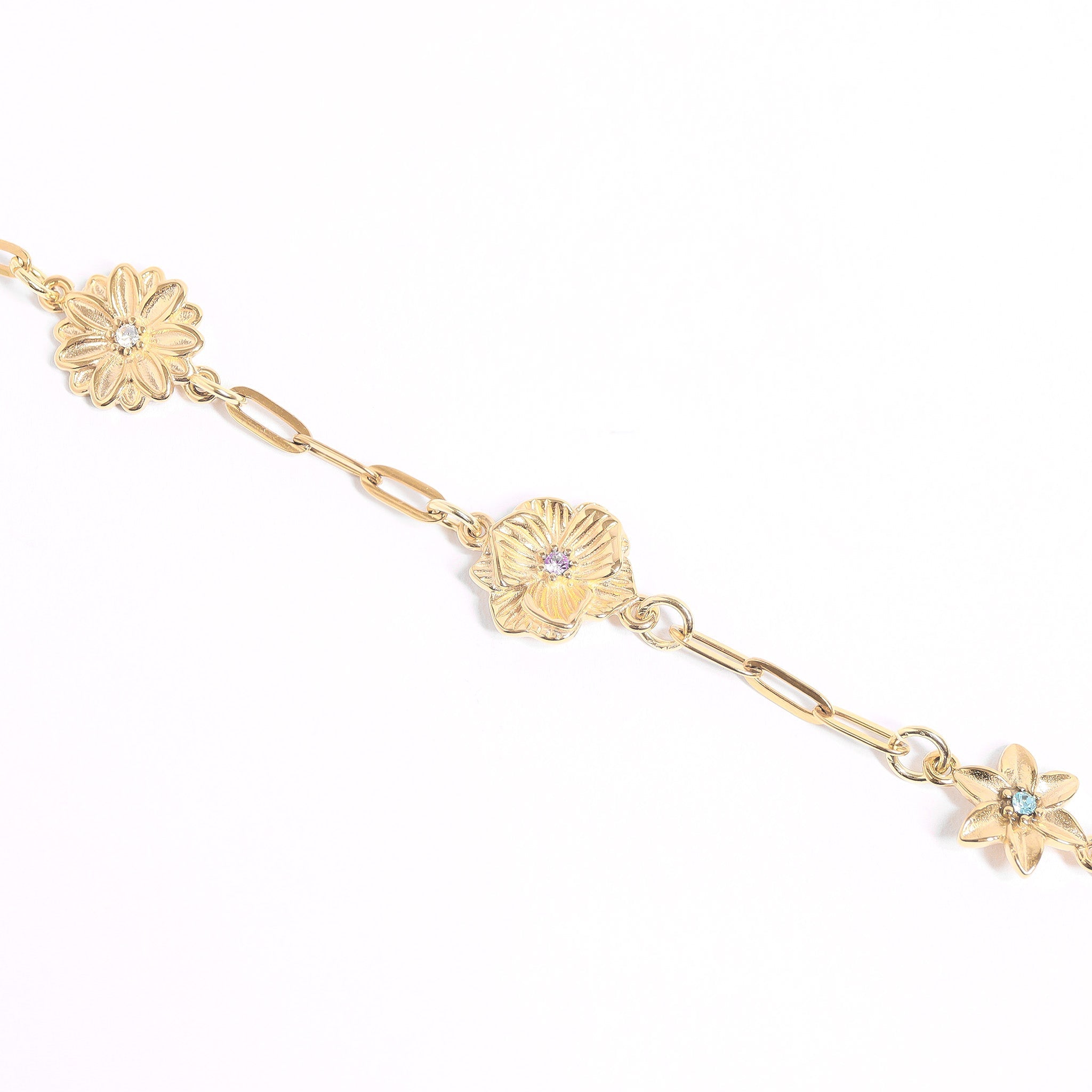 18K Gold PVD Stainless Steel 3D Birth Flower Connector Charms