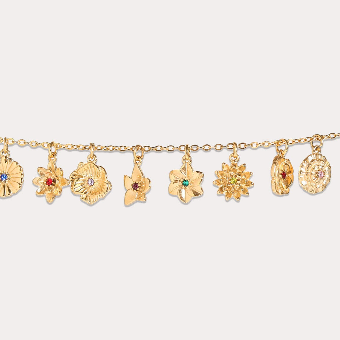 18K Gold PVD Stainless Steel Vertical 3D Birth Flower Charm