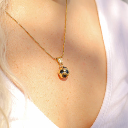 18K Gold PVD Stainless Steel 3D Soccer Ball Charm