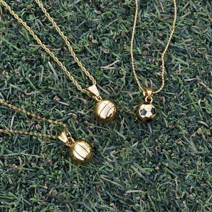 18K Gold PVD Stainless Steel 3D Soccer Ball Charm