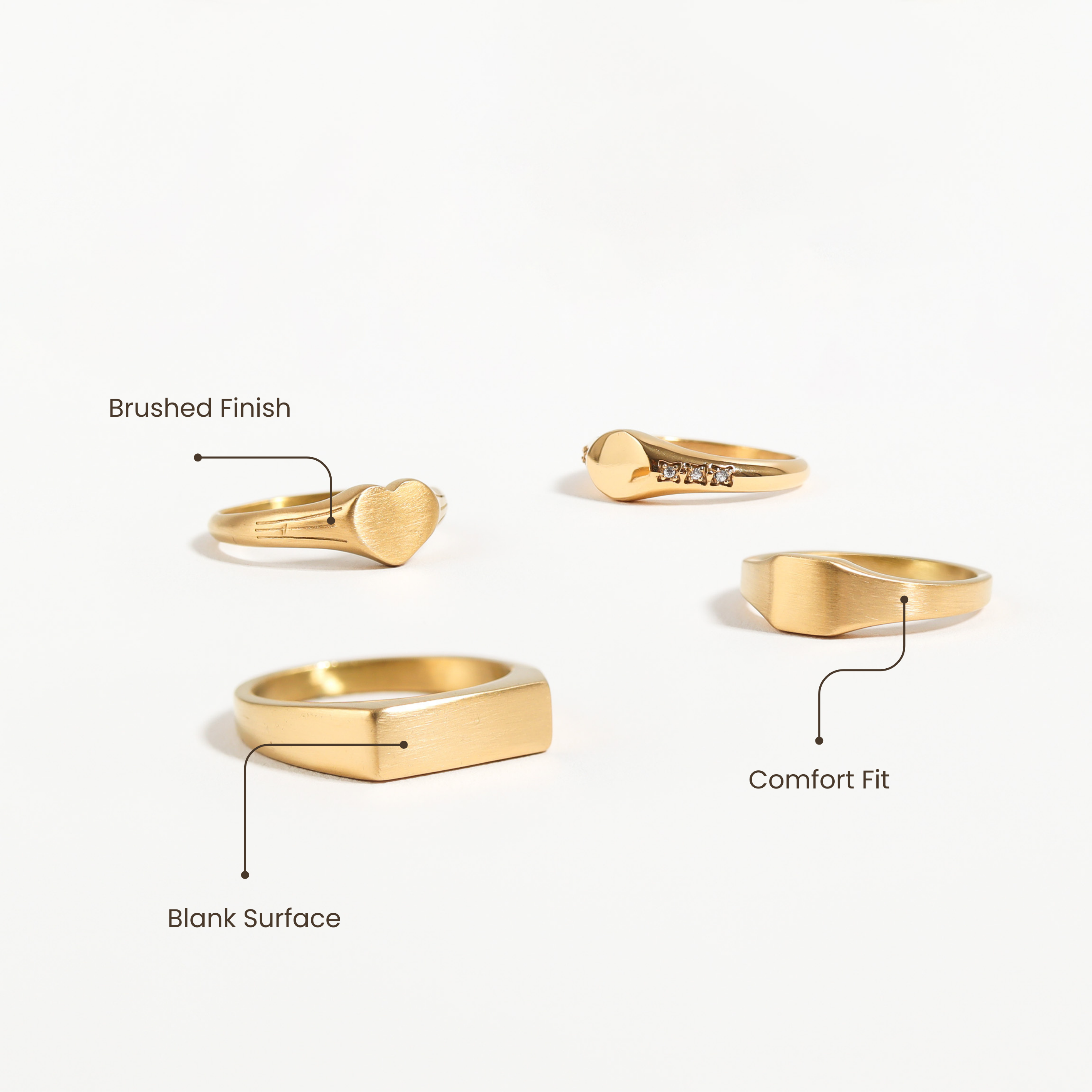 18K Gold PVD Stainless Steel Blank Engravable CZ Round Signet Ring