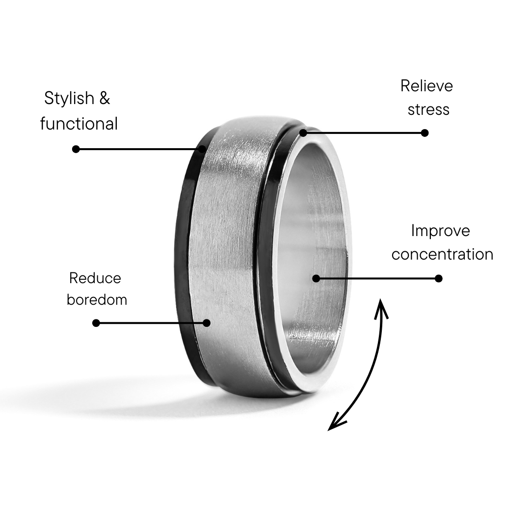 Stainless Steel Highly Polished Black Trim Spinner Center Ring