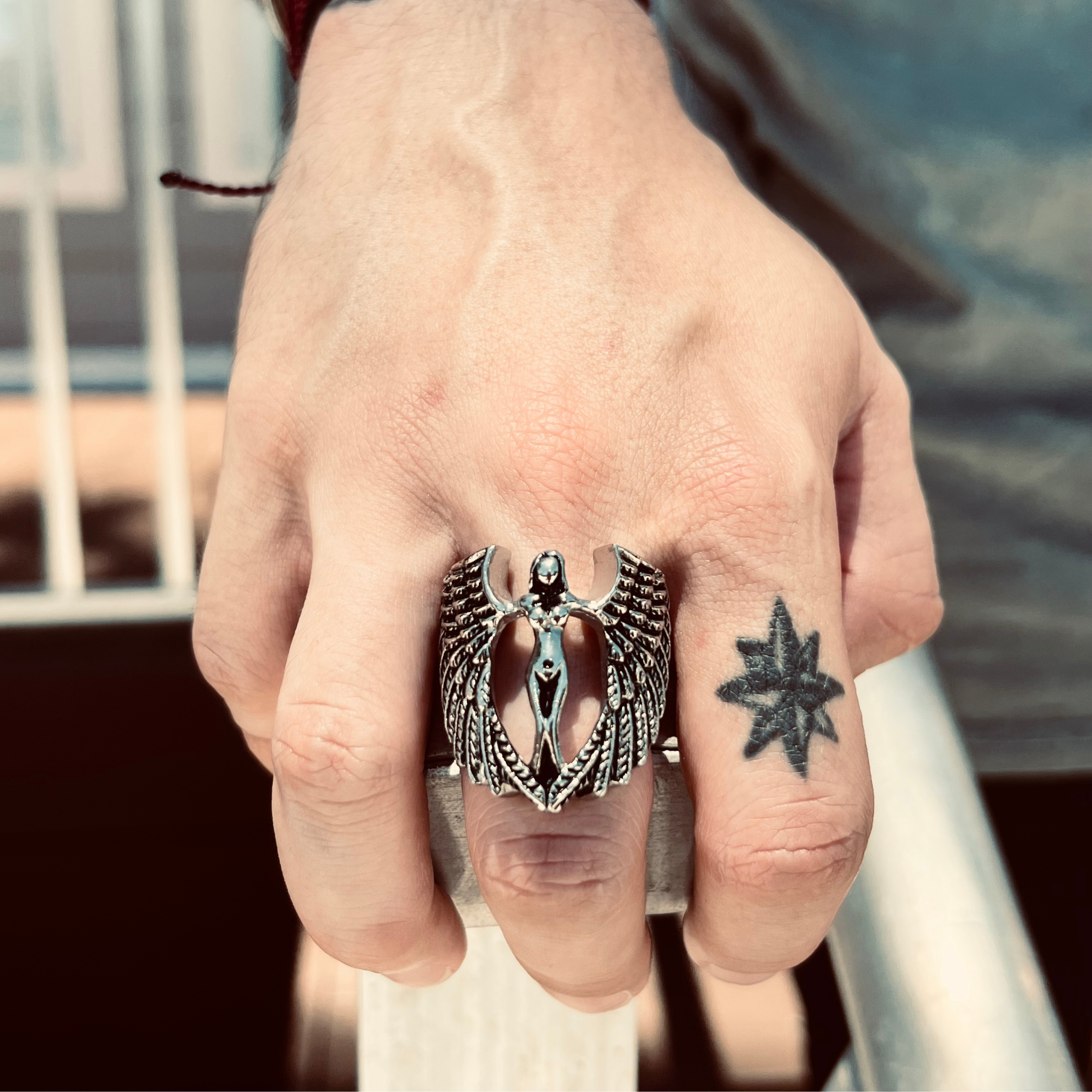 Stainless Steel Large Nude Angel Ring