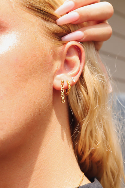 18K Gold PVD Stainless Steel Angel Number Earrings