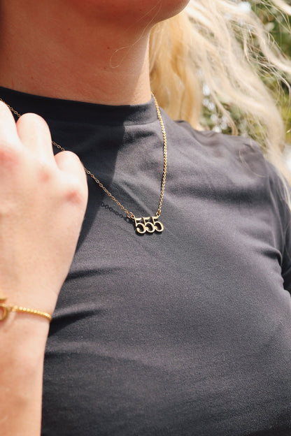 18K Gold PVD Stainless Steel Angel Number Necklace
