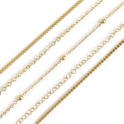 Permanent Jewelry Stainless Steel Chain Starter Kit - 5 Chain Style Pack