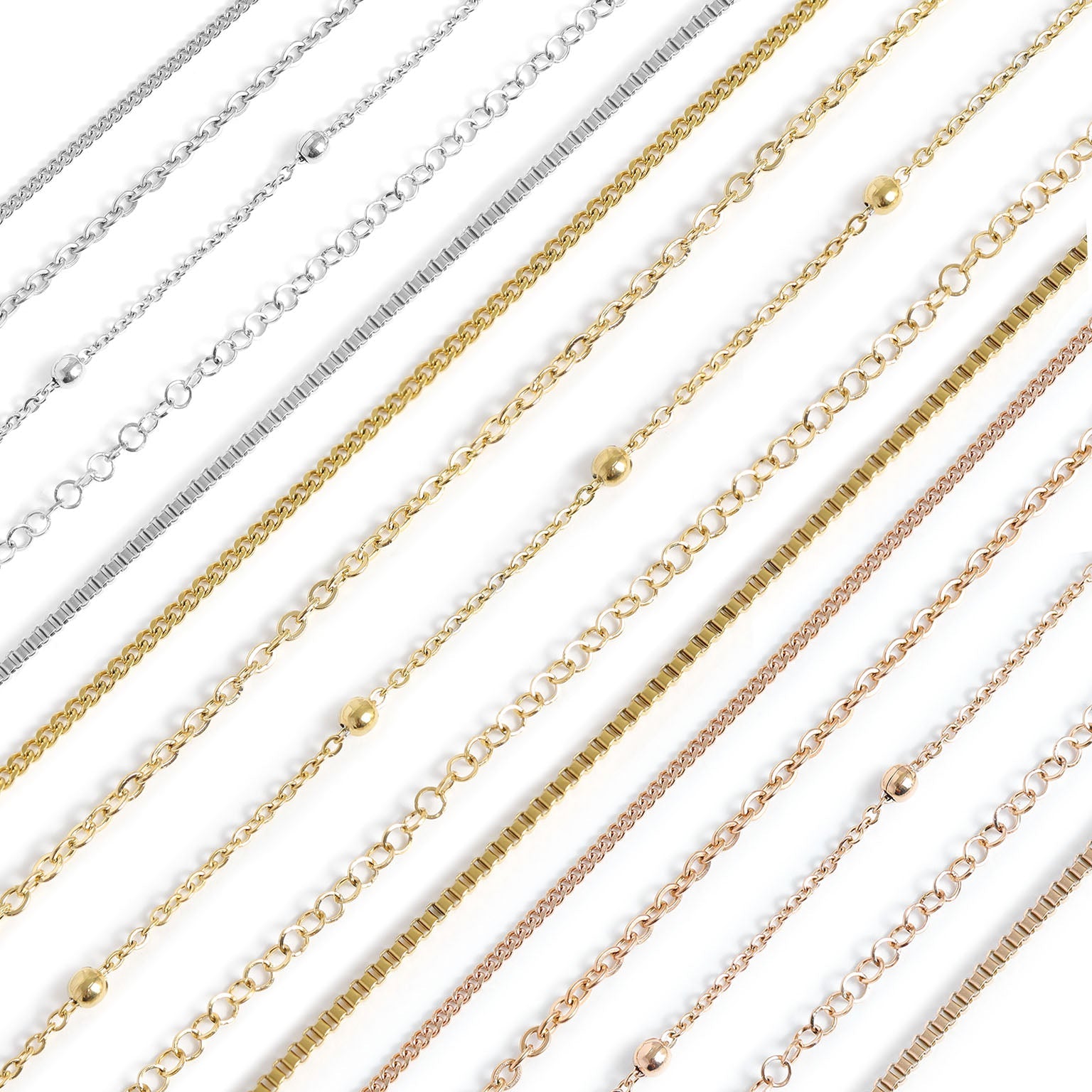 Permanent Jewelry Stainless Steel Chain Starter Kit - 5 Chain Style Pack