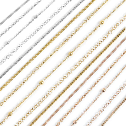 Permanent Jewelry Stainless Steel Chain Starter Kit - 5 Chain Style Pack