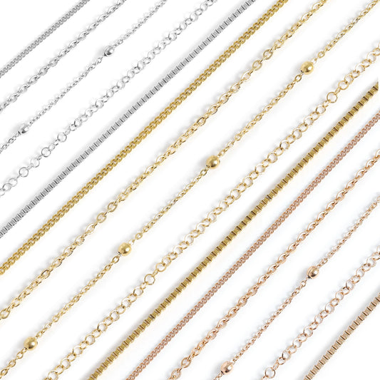 Permanent Jewelry Stainless Steel Chain Starter Kit - 5 Chain Style Pack