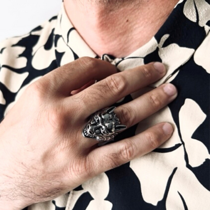 Stainless Steel Polished Snarling Wolf Ring