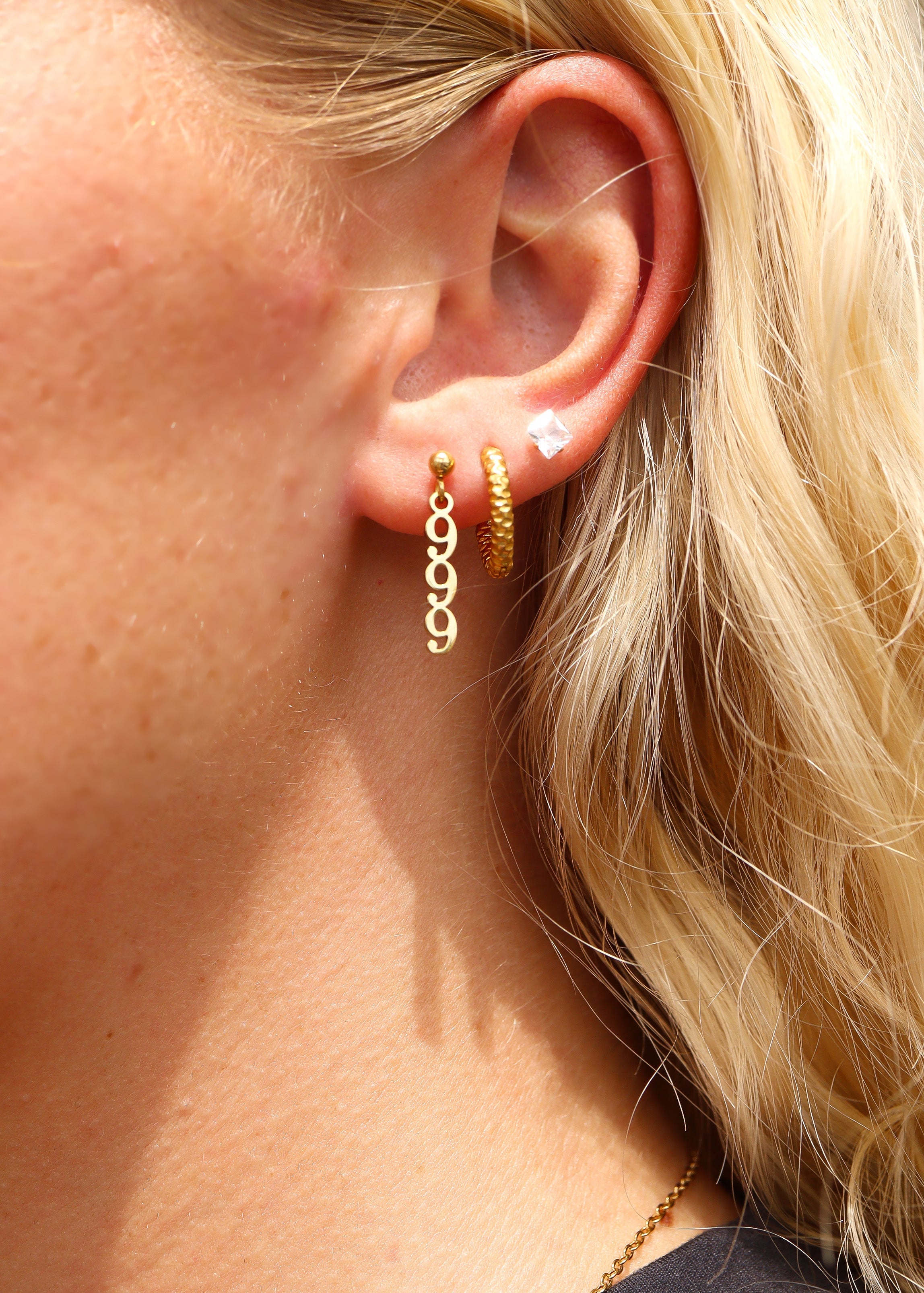 27 PC 18K Gold Stainless Steel Angel Number Earring Set