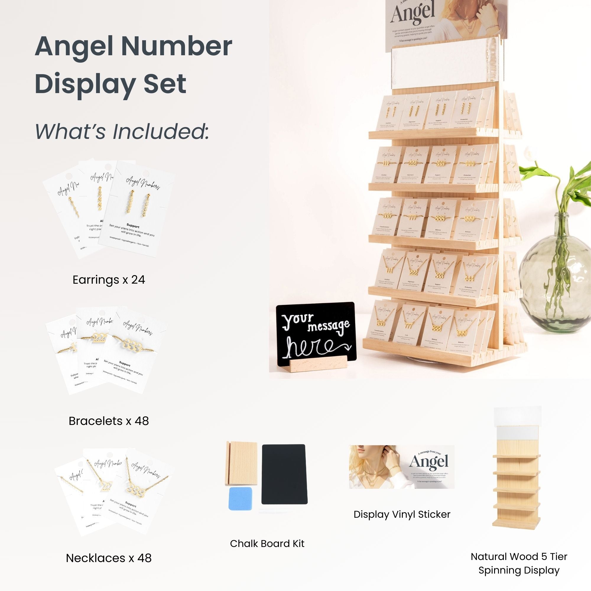 Angel Number Jewelry Display Set