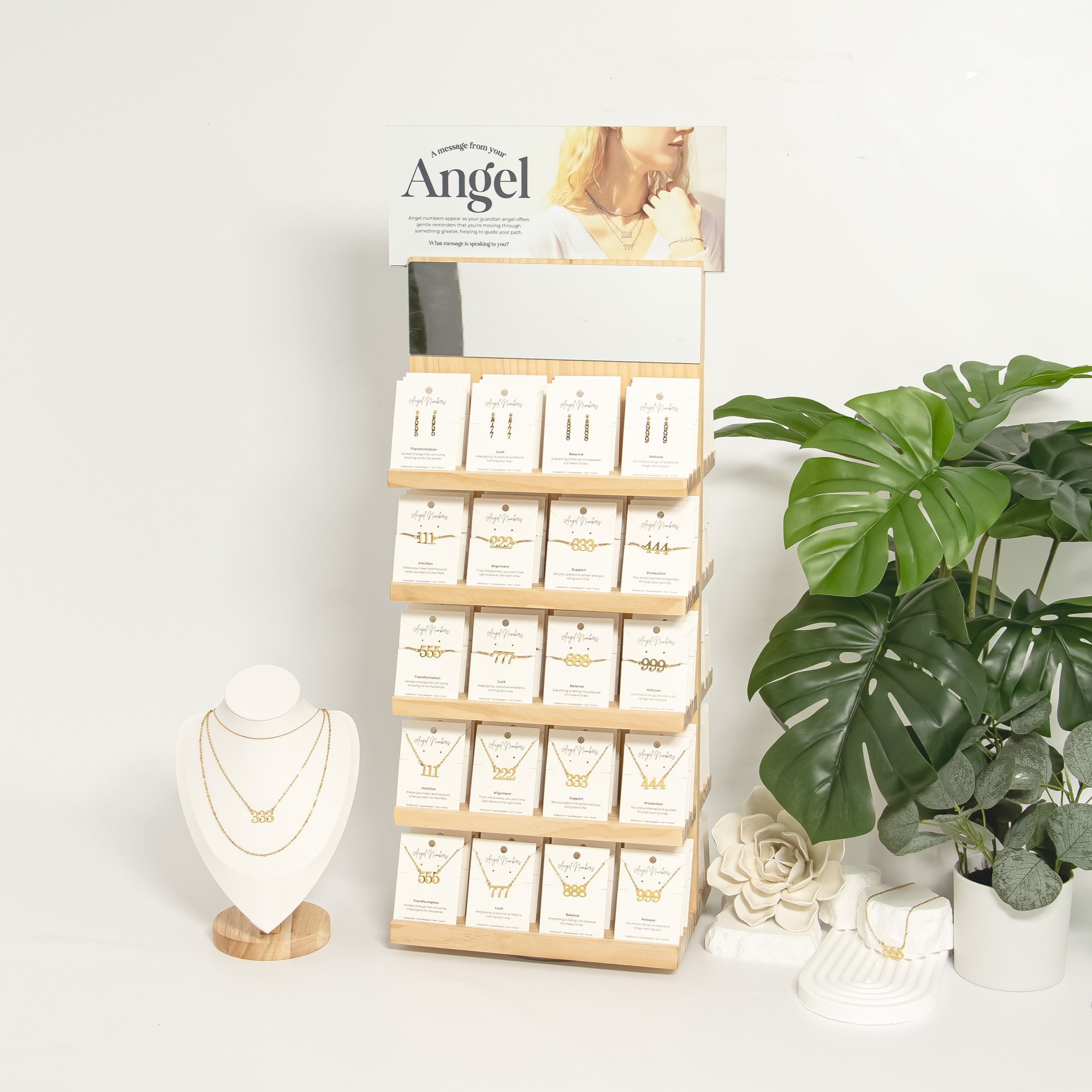 Angel Number Jewelry Display Set