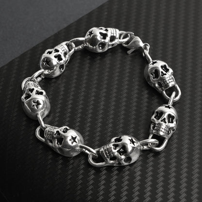 Stainless Steel Star Skull Bracelet