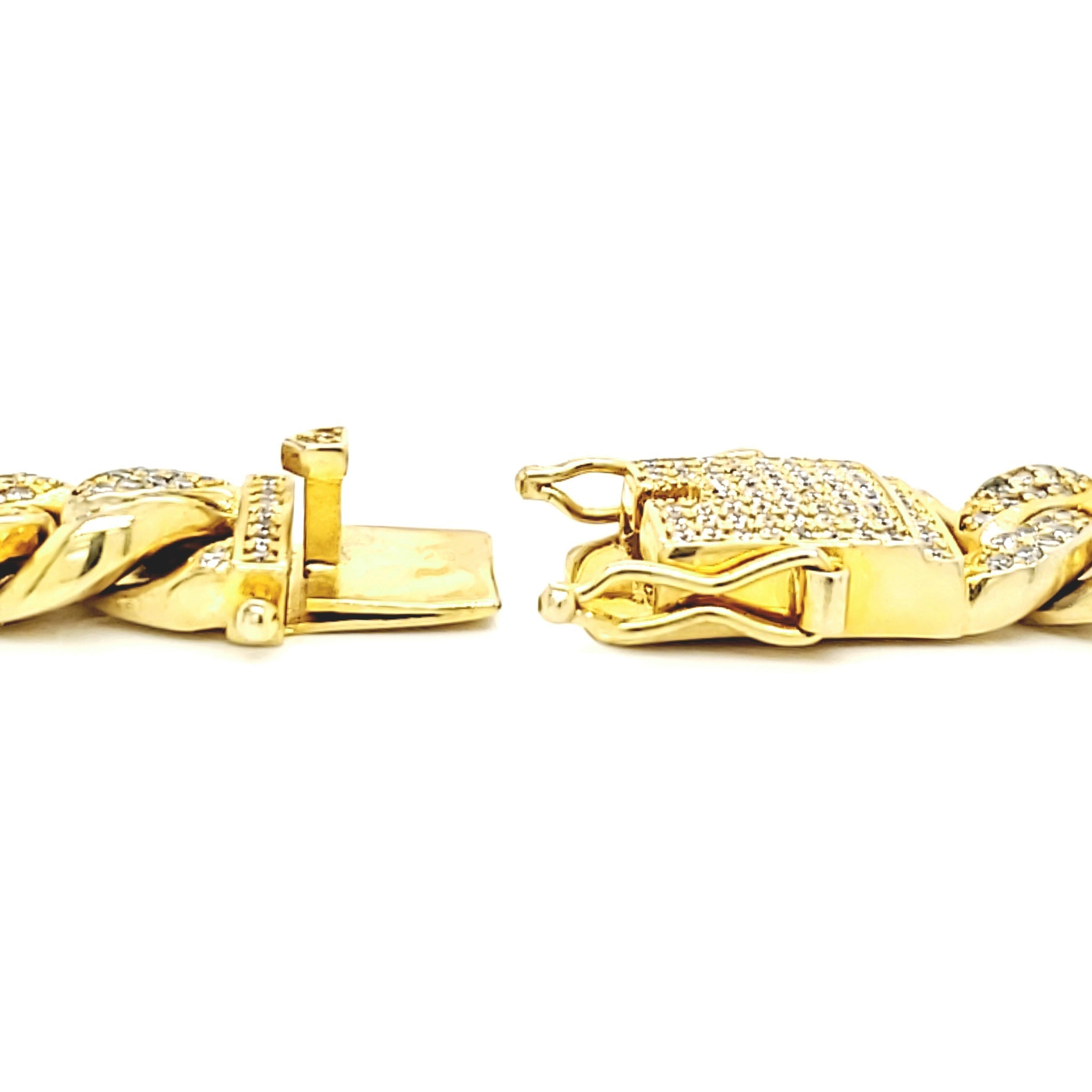Gold PVD Coated Over Brass Cubic Zirconia Cuban Chain