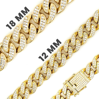 Gold PVD Coated Over Brass Cubic Zirconia Cuban Bracelet