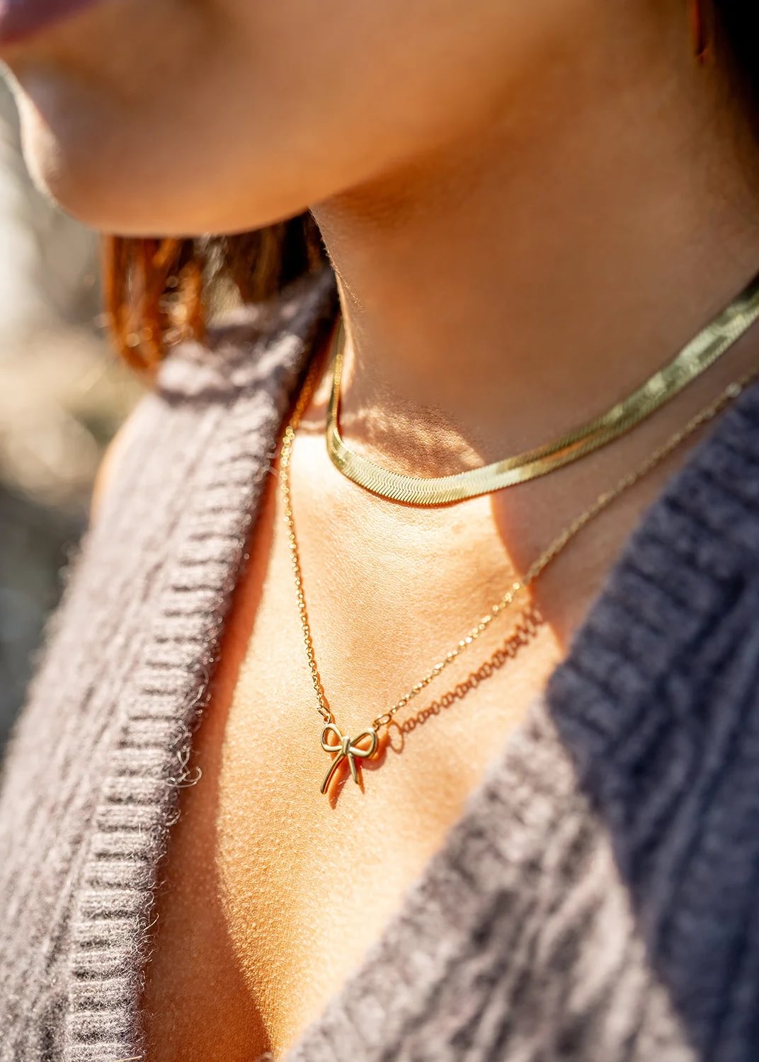 18K Gold PVD Stainless Steel Bow Connector Charm