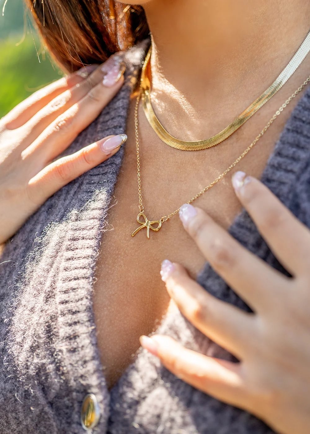 18K Gold PVD Stainless Steel Bow Connector Charm