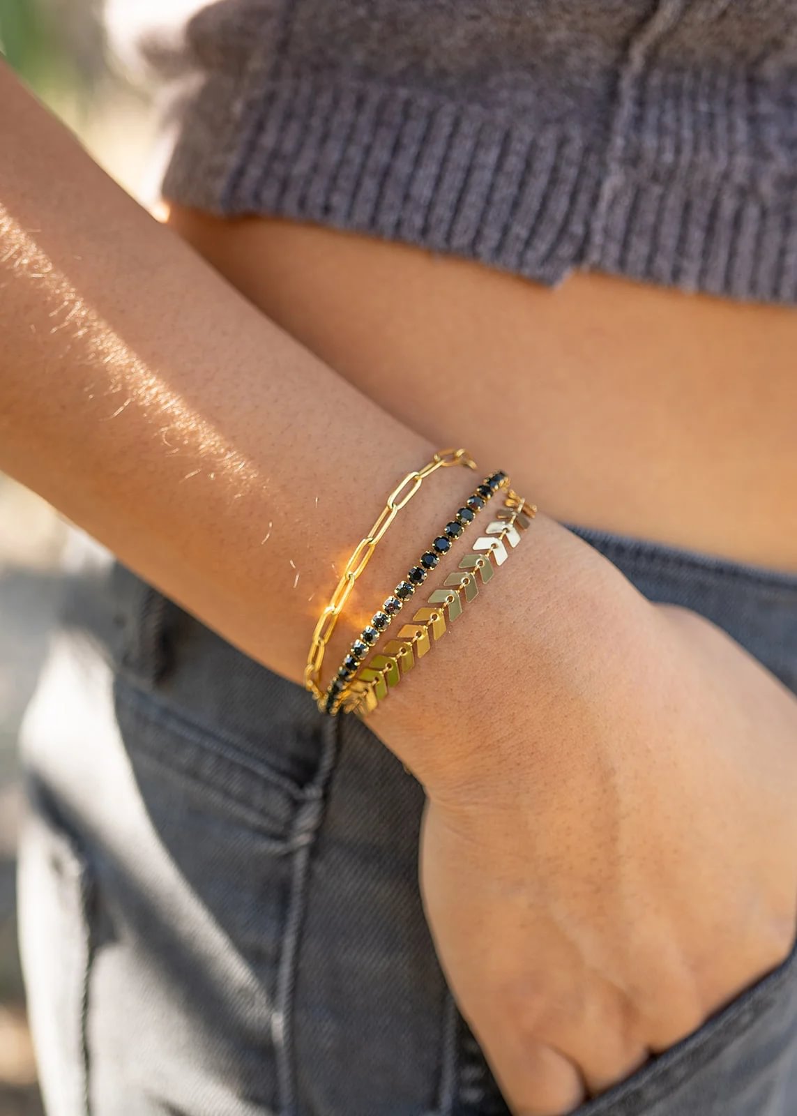 25 pc 18K Gold PVD Coated Stainless Steel Women's Layered Bracelet Set