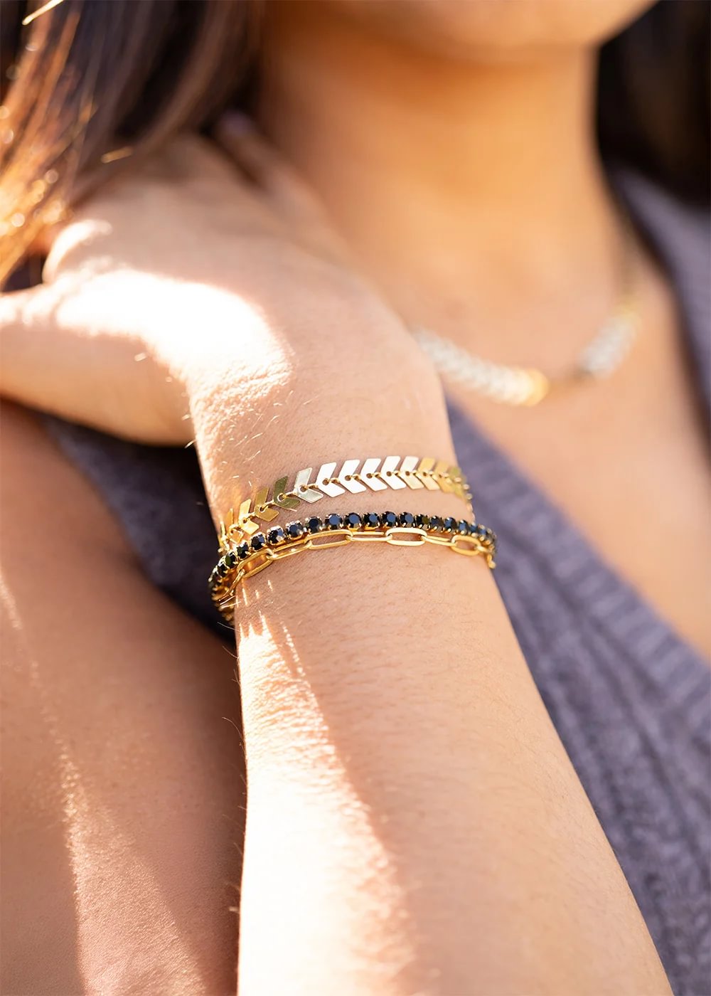 25 pc 18K Gold PVD Coated Stainless Steel Women's Layered Bracelet Set