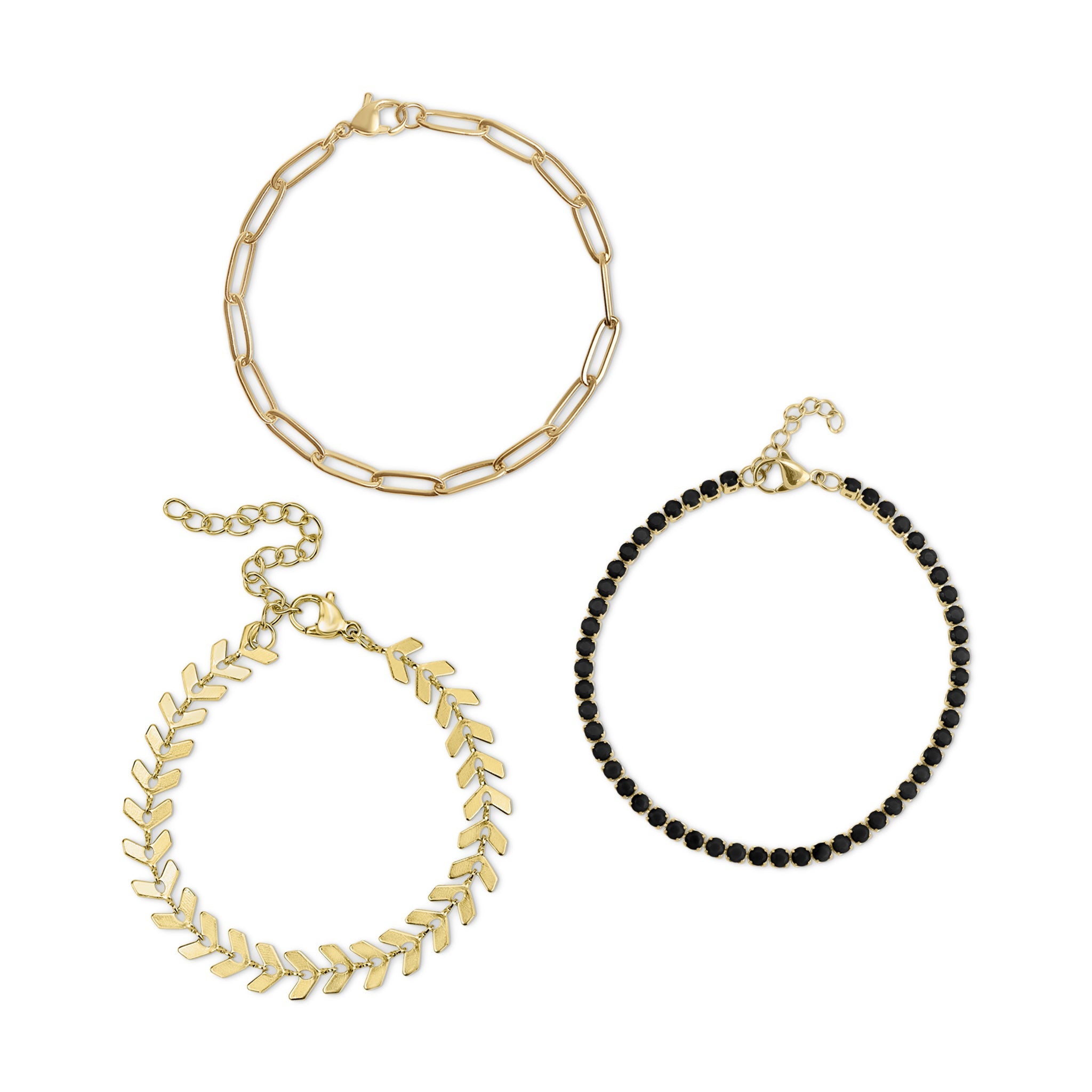 25 pc 18K Gold PVD Coated Stainless Steel Women's Layered Bracelet Set