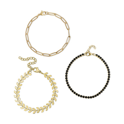 25 pc 18K Gold PVD Coated Stainless Steel Women's Layered Bracelet Set