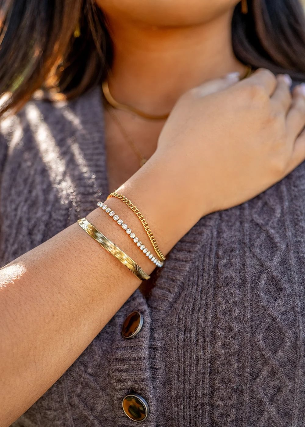 25 pc 18K Gold PVD Coated Stainless Steel Women's Layered Bracelet Set