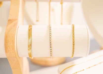 18K Gold PVD Stainless Steel Diamond Cut Curb Chain Bracelet
