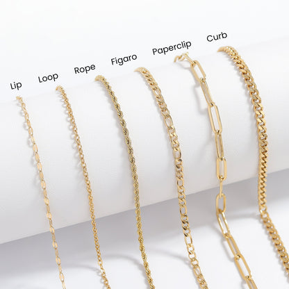 18K Gold PVD Stainless Steel Figaro Chain Necklace