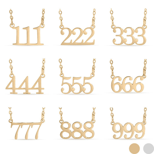 27 pc 18K Gold PVD Stainless Steel Angel Number Necklace Set