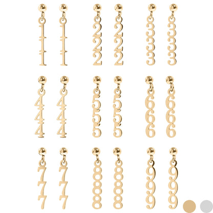 27 PC 18K Gold Stainless Steel Angel Number Earring Set