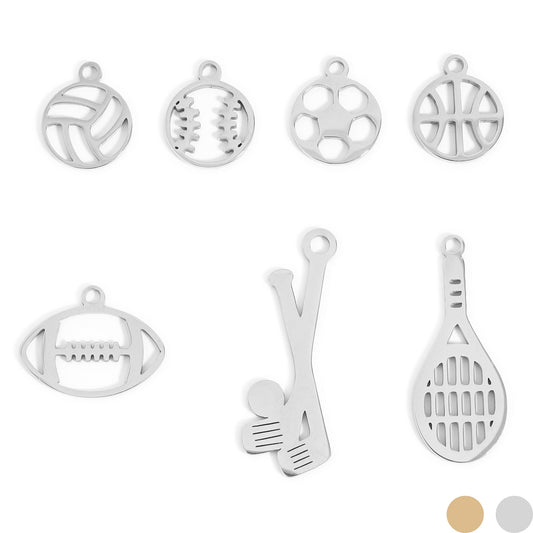 18K Gold PVD Stainless Steel Sports Charm Bundle