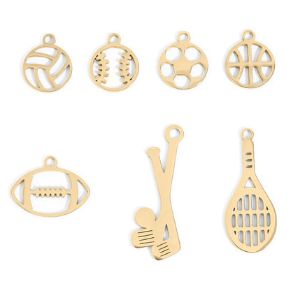 18K Gold PVD Stainless Steel Sports Charm Bundle