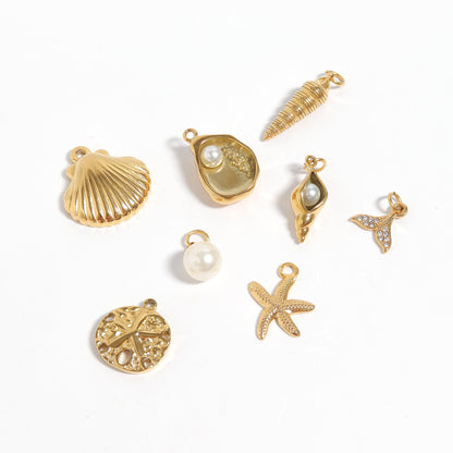 18K Gold PVD Stainless Steel 92 Piece Nautical Charm Bar Set