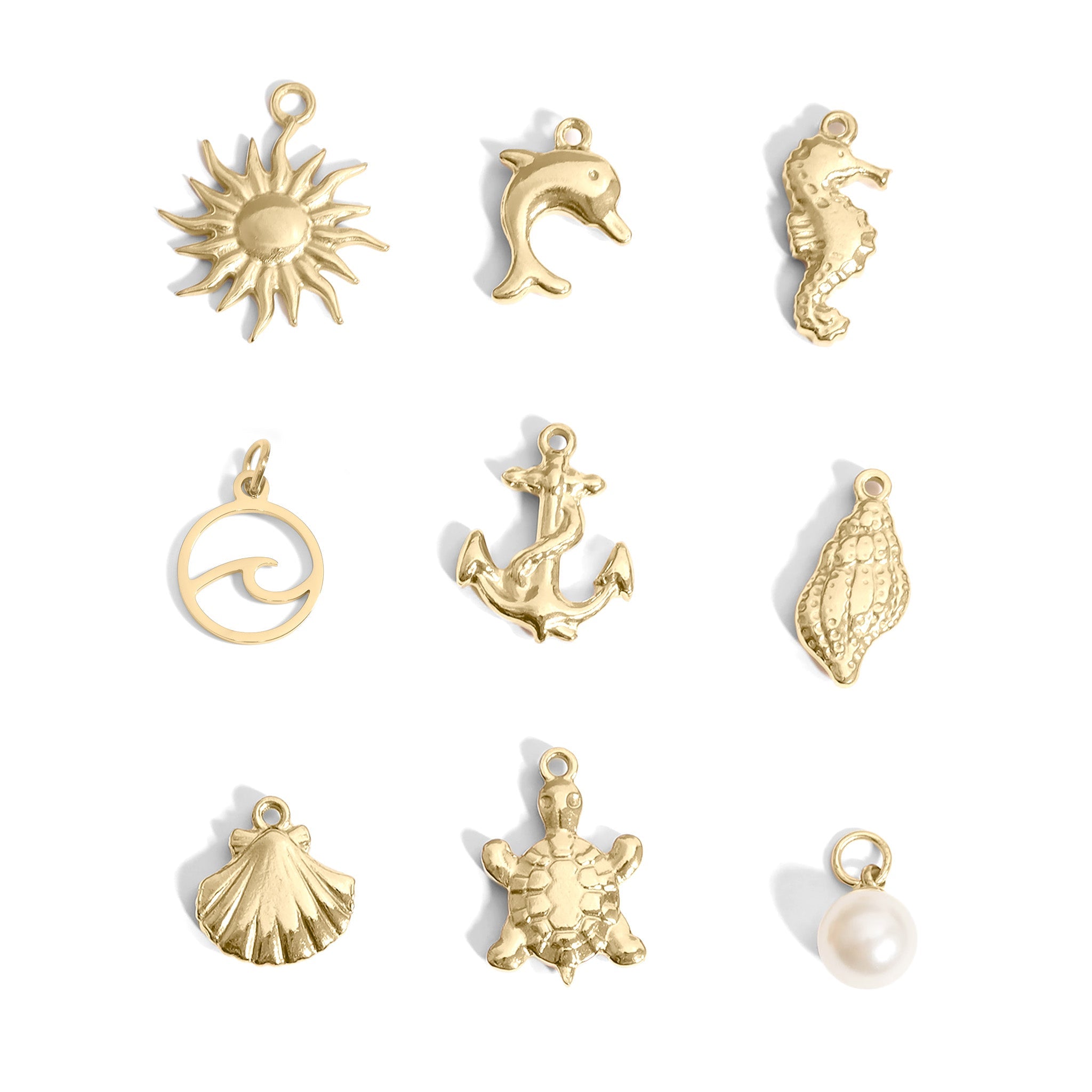 18K Gold PVD Stainless Steel Nautical Charm Set