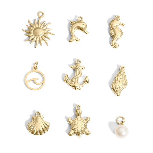18K Gold PVD Stainless Steel Nautical Charm Set