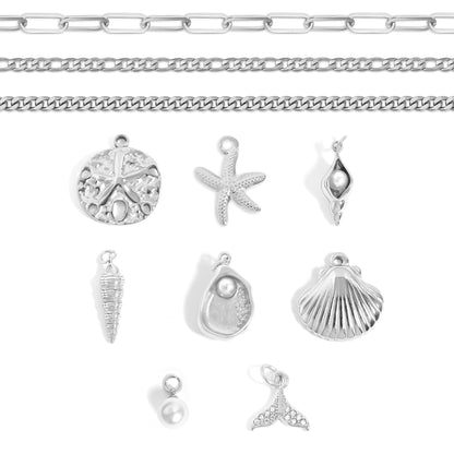 18K Gold PVD Stainless Steel 92 Piece Nautical Charm Bar Set