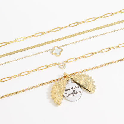 18K Gold PVD Stainless Steel Necklace and Bracelet Jewelry Set
