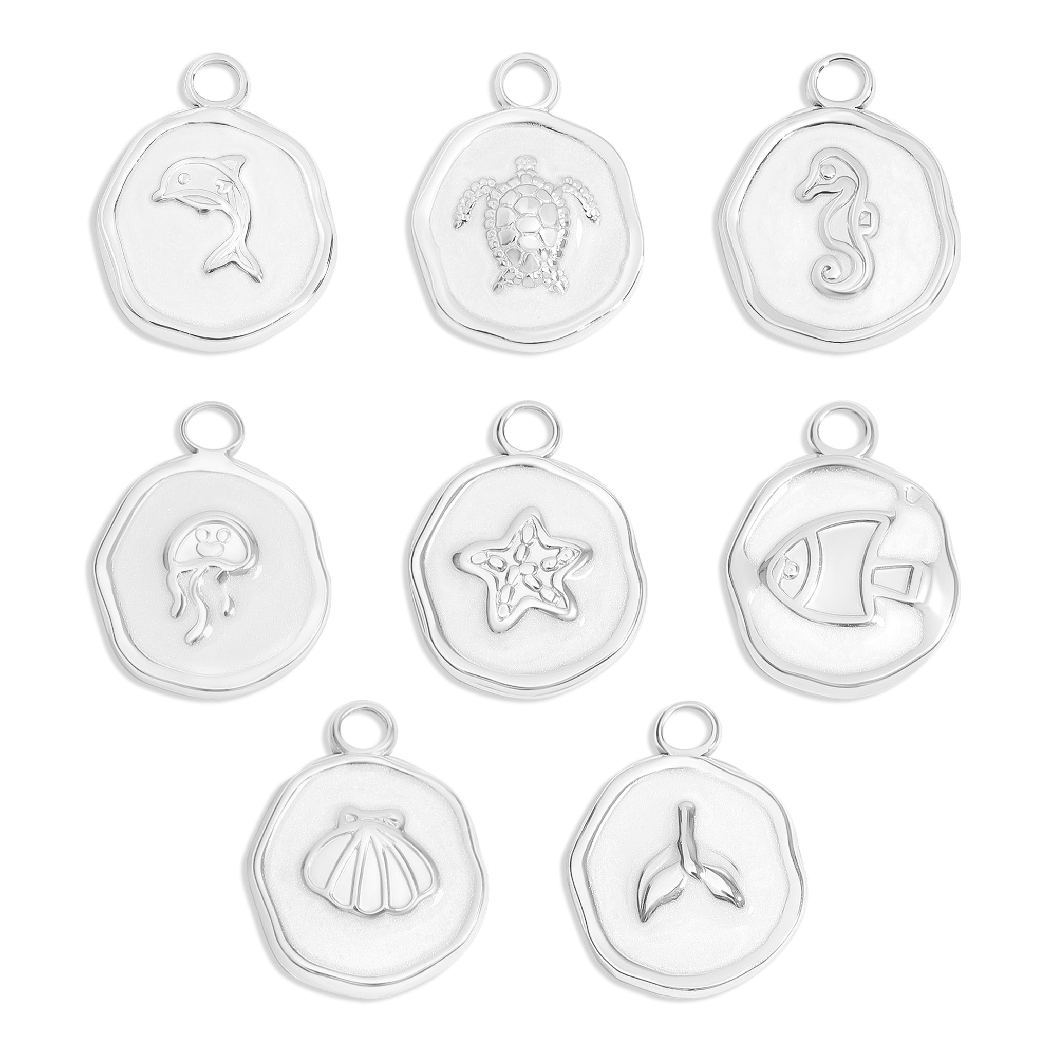 18K Gold PVD Sea Life Epoxy Charm Set