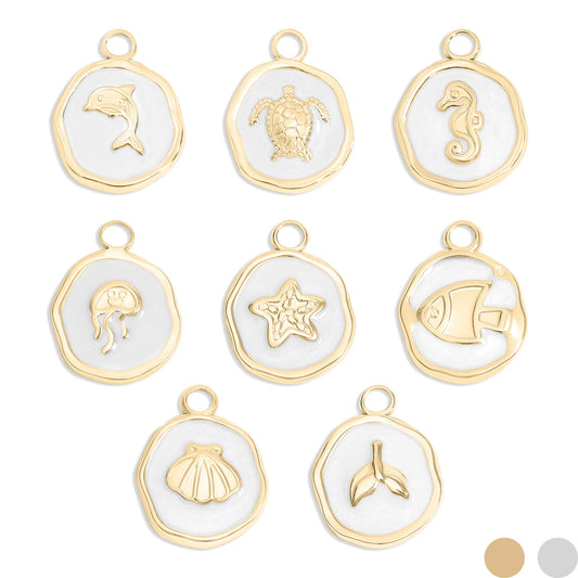 18K Gold PVD Sea Life Epoxy Charm Set