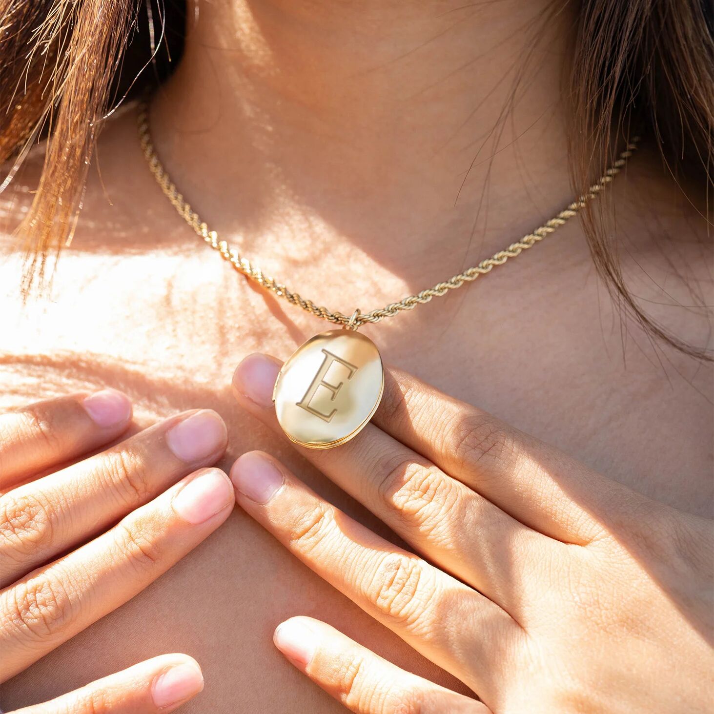 18K Gold PVD Stainless Steel Oval Locket